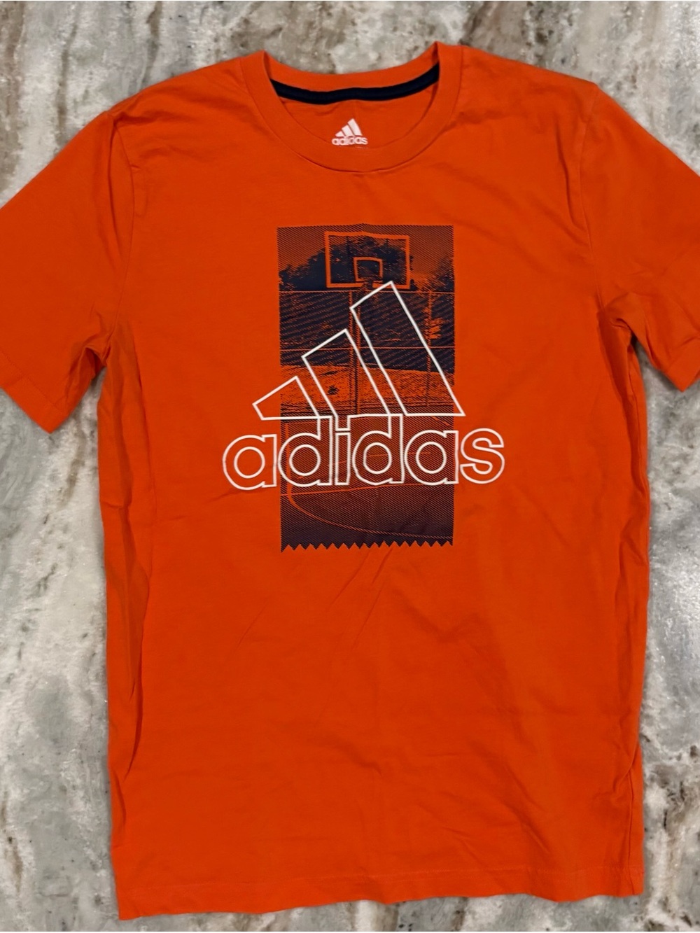 Adidas Orange Tee with White Logo Print
